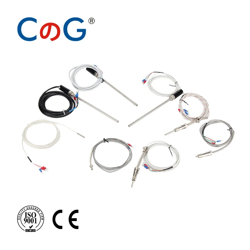 CG WRNT-02 M6 Screw K J PT100 Type 1M 2M 3M 5M Wire Cable Thermocouple Temperature Sensor for Industrial Temperature Controller