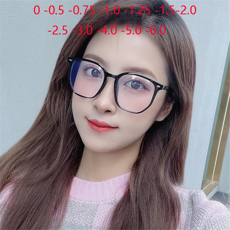 

0 -1.0 -1.5 To -6.0 Women Men Polygon Nearsighted Glasses Fashion Irregular PC Single Lens Prescription Eyeglasses With Power