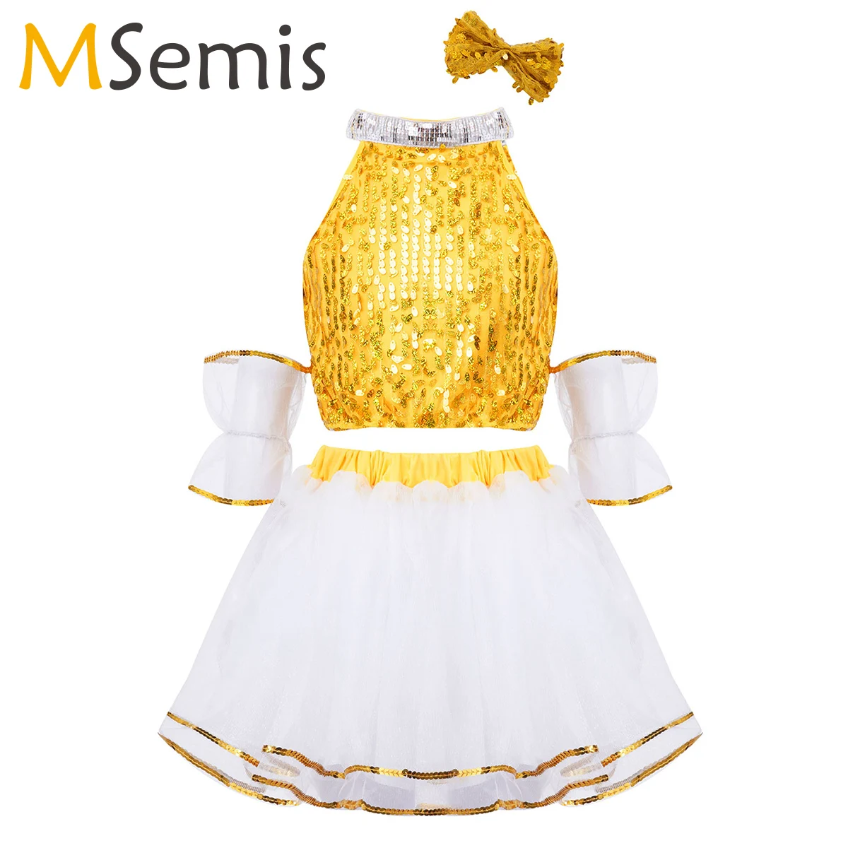 Kids Girls Sparkle Sequins Jazz Hip Hop Latin Dance Performance Costume Street Dancing Outfits Children Stage Show Dancewear