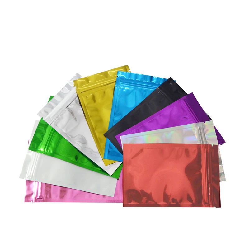 Colorido Top Feed Foil Zip Lock Bags, Food Pouch,Mylar Aluminum Foil Bags, Bolsas de chá, Food Storage Bag, 100 Pcs