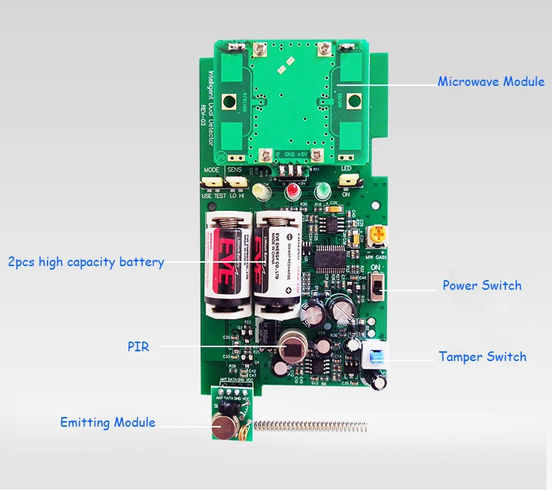 Détecteur de mouvement PIR extérieur sans fil, capteur d\'alarme pour 433MHz EV1527, WIFI 101Home, système d\'alarme antivol, micro-ondes