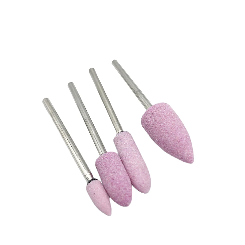 10Pcs Pink Dental Mounted Stone Grinders Gravel Burs 2.35mm For Metals Non-contamination Of Precious And Semi-precious Alloys