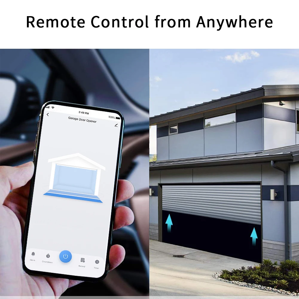 CUSAM-Ouvre-porte de garage intelligent Tuya WiFi, application de contrôleur, interrupteur de télécommande, synchronisation nous-mêmes avec Alexa,