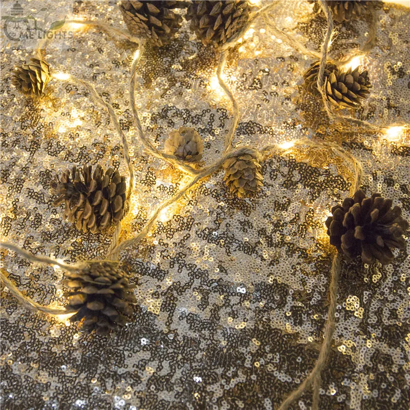 Pinecone Holiday Garland String LED Fairy Light Battery Powered For Outdoor Decoration Christmas Tree Patio Garden Halloween