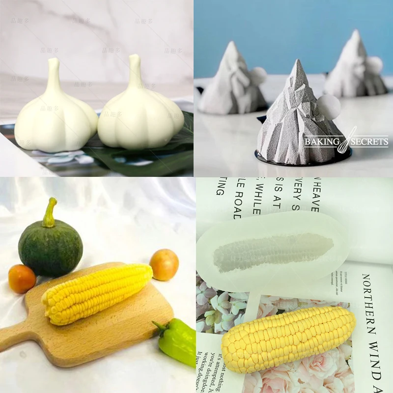 Garlic shape design chocolate mold food grade silicone fudge ice cream baking mold DIY corn soap mold