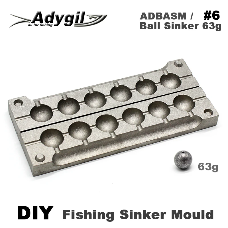 Adygil DIY Fishing Ball Sinker Mould ADBASM/#6 Ball Sinker 63g 6 Cavities