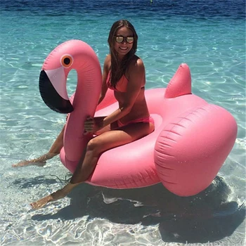 150CM 60 inch Giant Inflatable Flamingo Pool Float Pink Ride-On Swimming Ring Adult Children Water Holiday Party Toys Piscina