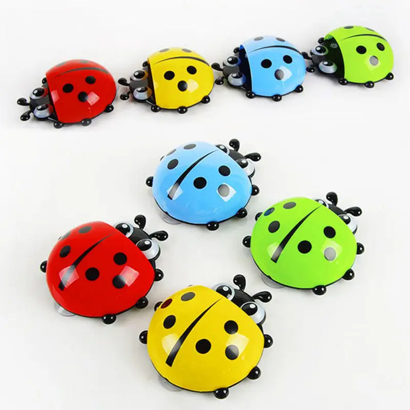 1pcs Ladybug Animal Insect Toothbrush Holder Bathroom Cartoon Toothbrush Toothpaste Wall Suction Holder Rack Container Organizer