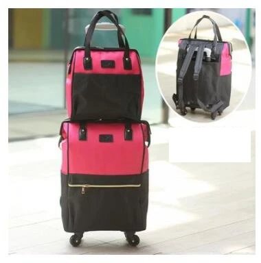 Merk 20 Inch Vrouwen Bagage Tas Set Trolley Tas Reizen Handtas Spinner Koffer Reizen Rollende Bagage Tas Reistas wielen