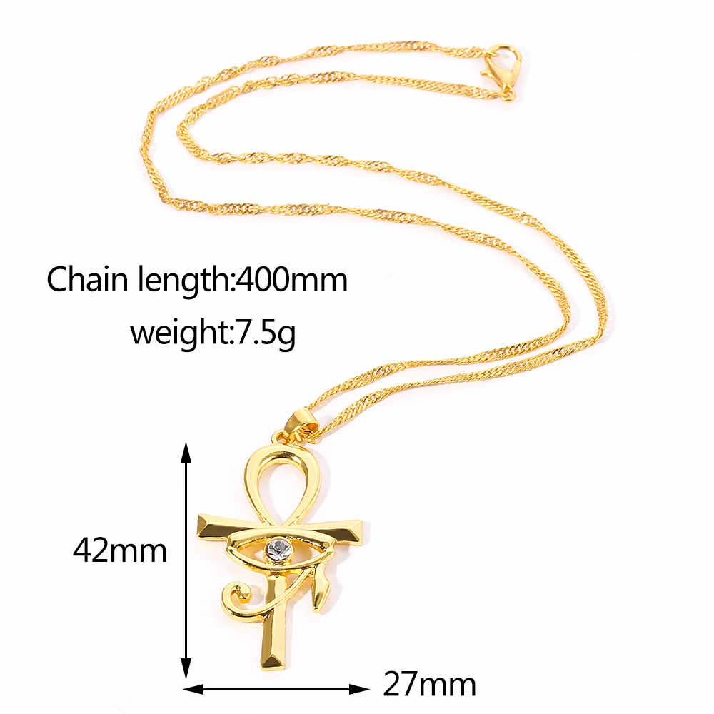 Egyptian Ankh Cross Pendant Necklace for Women Men Amulet Eye of Horus Symbol of Life Cross Necklaces African Jewelry Gifts