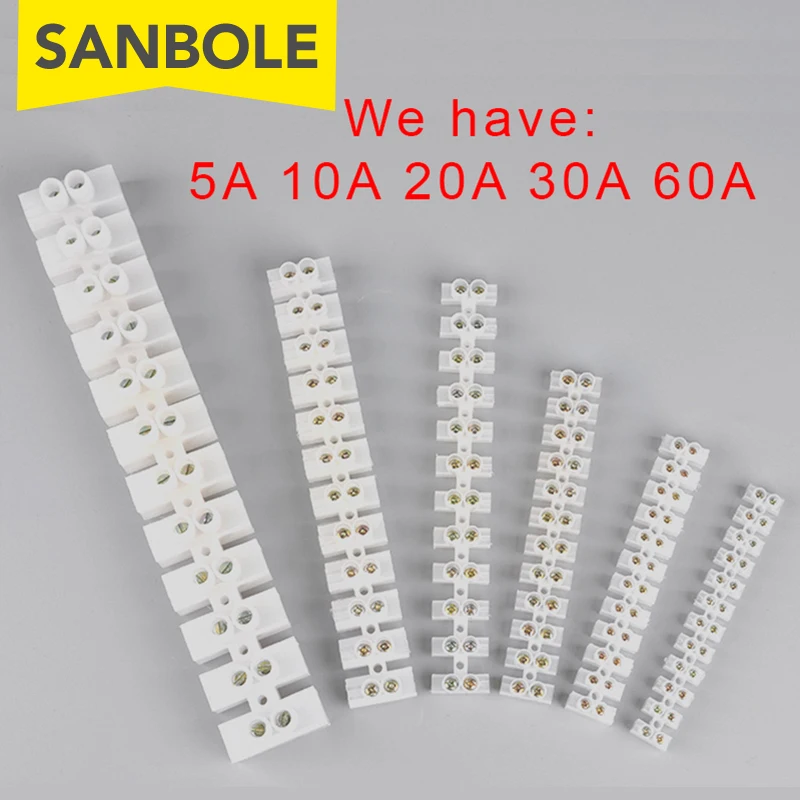 12P Terminal Blocks Nylon 5/10/20/30A Plastic Bit Wire Connector With Fixed Screws Mounting Wiring X3-1012