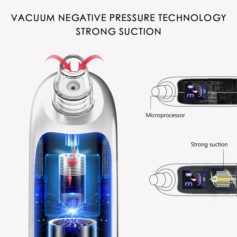 البثرة مزيل المسام مكنسة كهربائية البثور ضغط حب الشباب المزيلات الكهربائية الأنف الأسود النقاط مزيل تنظيف الوجه أدوات العناية