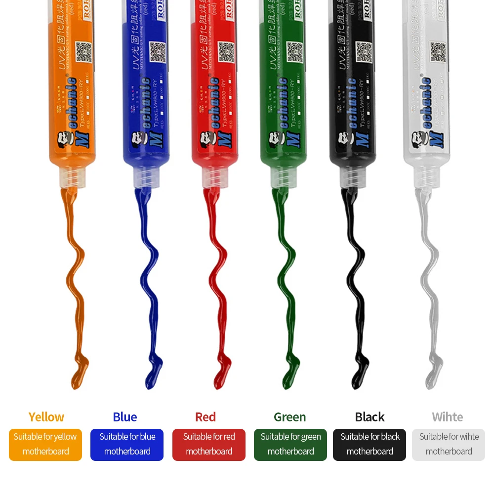 MECHANIC 10cc 6 Colors UV Curing Solder Mask Ink Welding Oil BGA PCB Paint Prevent Corrosive Arcing Soldering Paste Weld Flux