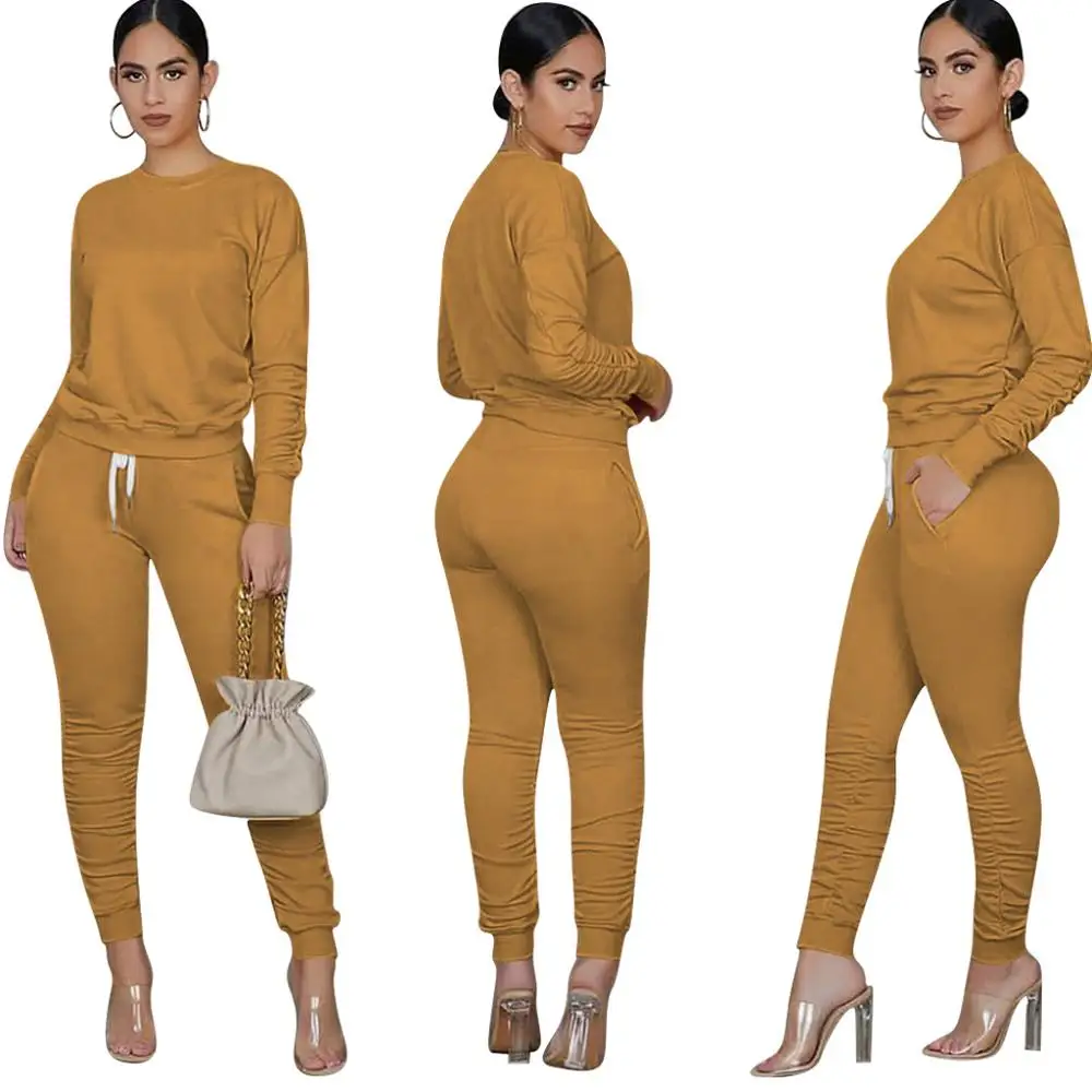 two piece set women 2 piece set stacked leggings clothes for women outfits  stacked pants tracksuit female fall clothes 2020