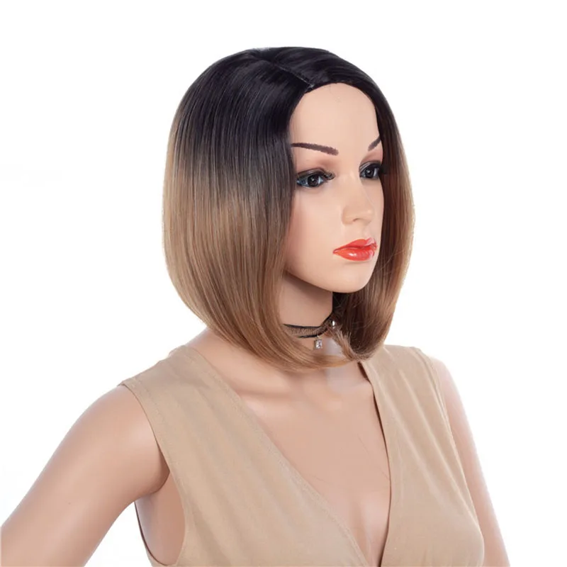 Women Short BOB Black Wine red Mix Wig Shoulder Synthetic Wig for Women Heat Resistant Fiber for Daily Use