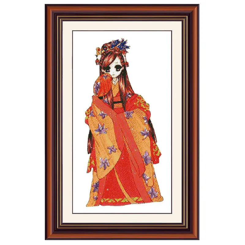 Chinese Style Classical Beauty Character Series Precision Printing A550 Cross Stitch Kit Fishxx Home Handmade Embroidery