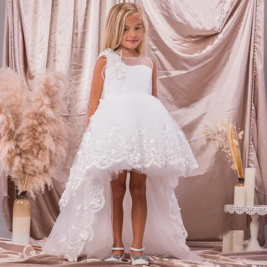 Puffy Tüll Kid Mädchen Party Kleid Ärmellose Lange Mesh Tutu Prinzessin Kleid Hochzeit Durchführen Geburtstag Kleid