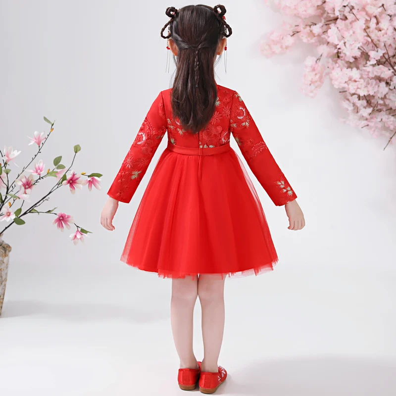 Chinese Flower Girl Dress For Wedding Girls Cheongsam Dress Chinese Hafu Kids Dresses  Baby Traditional Garments New Year Dress