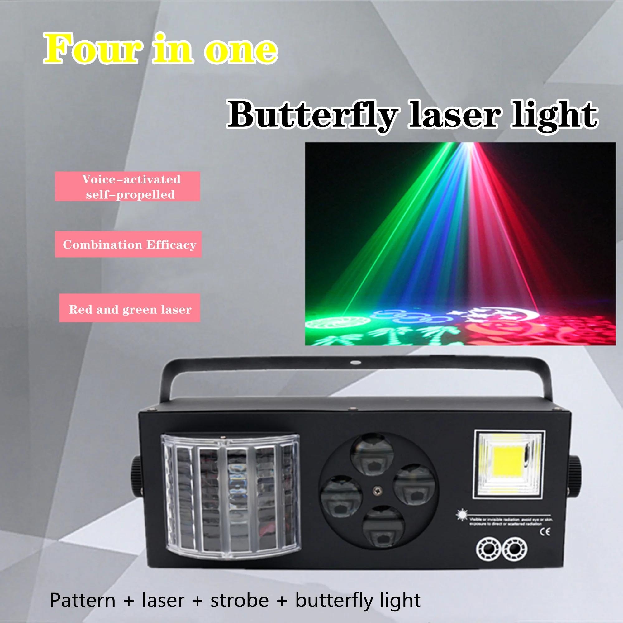 

DJ Disco Strobe+Laser+Pattern+Butterfly 4in1 Effect Light for KTV Family Party Christmas Led DMX Stage