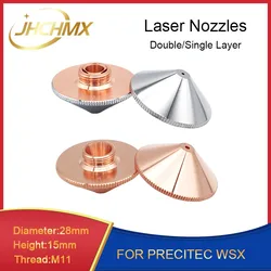 JHCHMX WSX Han's Laser Nozzles Single/Double Layer Dia.28mm H15 M11 Caliber 0.8-4.0mm for Precitec Nozzles P0591-571-0001