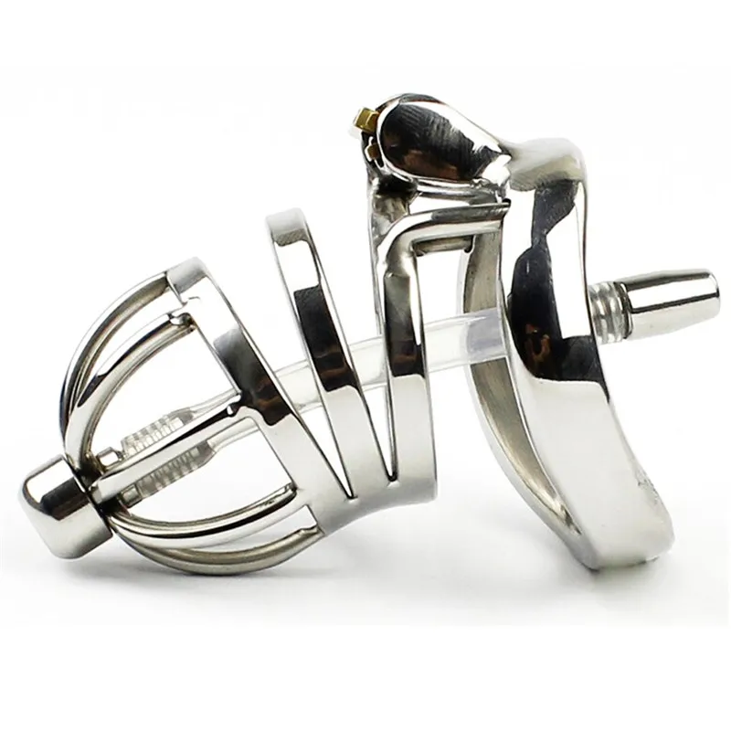 Stainless Steel Male Chastity Device With Catheter,Chastity Belt ,Penis Rings,Cock Cage,Penis Sleeve,BDSM Sex Toys For Men