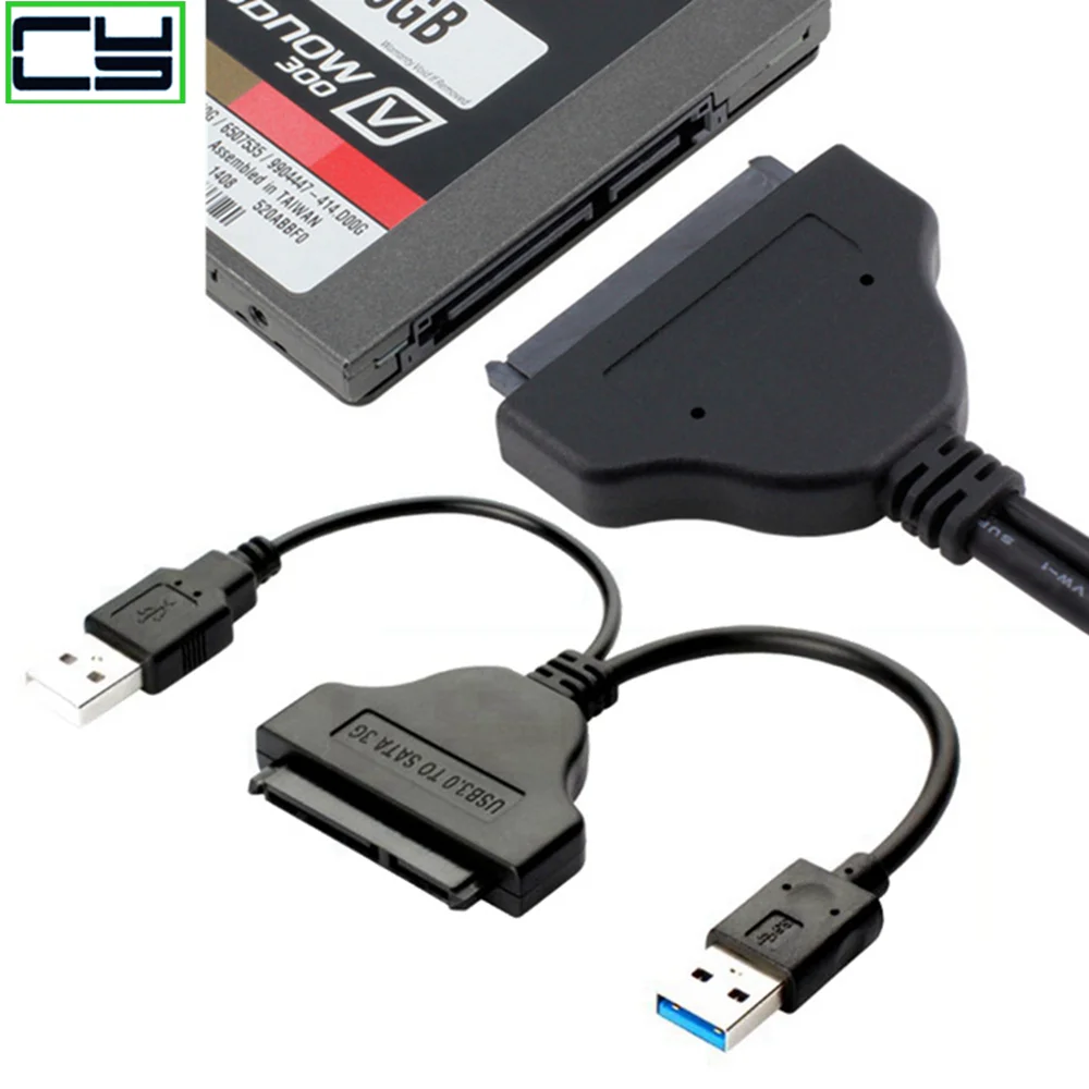 외부 전원 하드 디스크 드라이브 변환기용 어댑터 케이블, USB 3.0 또는 USB2.0-SATA 22 핀, 2.5 인치, 3.5 인치 HDD