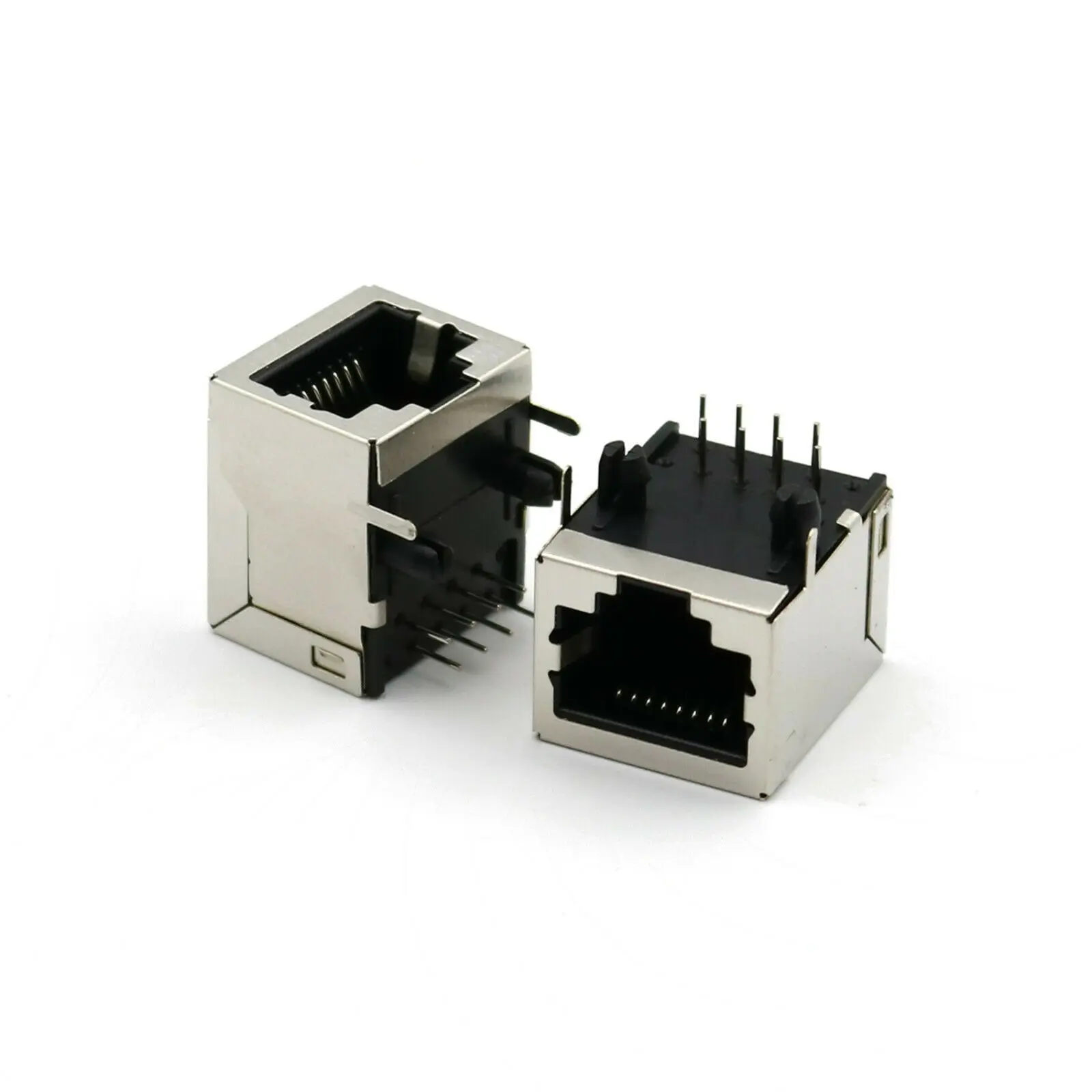 Wholesale 10 Pcs RJ45 Metal 8 Pin Female PCB Right Angle Board Jack Connector 8P8C Crystal Head Socket Network Interface