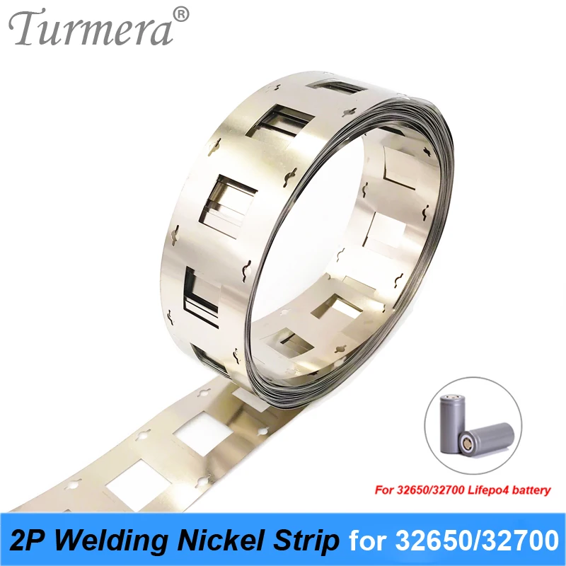 Turmera 32650 32700 2P Welding Nickel 0.15mm* 42mm Pure Nickel Strip with Screw Hole for 32650 32700 Lifepo4 Battery Use 2Meters