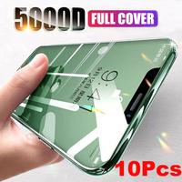 10Pcs 5000D Curved Full Cover Tempered Glass on For iPhone 12 11 13 Pro XS Max XR X SE Screen Protector For iPhone XR 12 13 mini