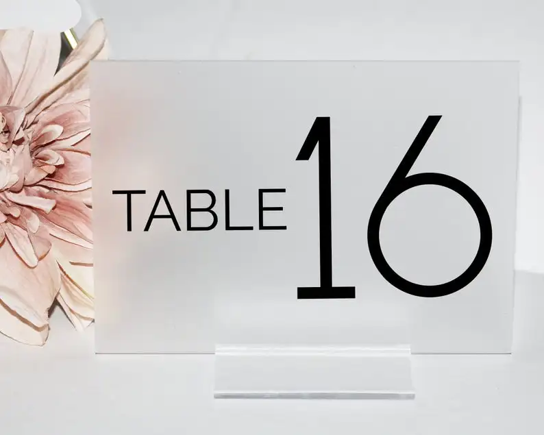 

Acrylic Table Numbers with Holders Black Clear Acrylic Wedding Signs Boho Modern Glam Art Deco Gothic Wedding Decor Minimalist