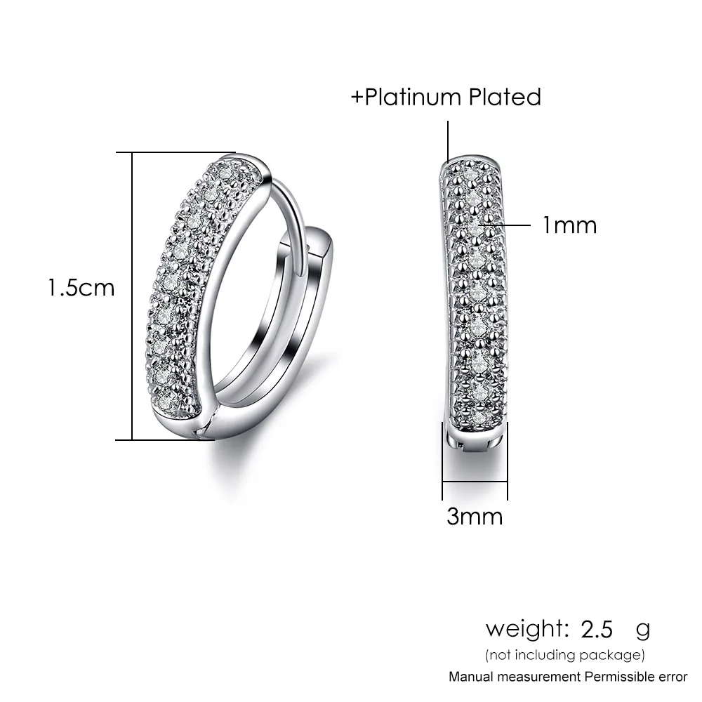 Cute Small Hoop Earrings For Women Boho Jewelry Round Zirconia Piercing Ear Cuffs Wholesale White Gold Color Fahshion Gift E822