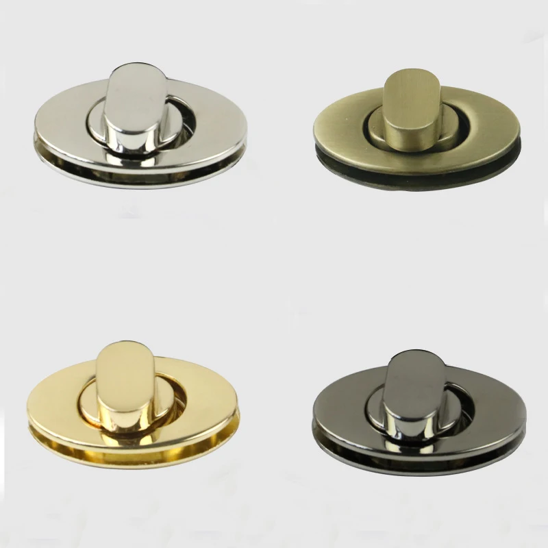 6pcs Metal Oval Shape Bag Turn Lock Twist Lock Clasp Leather Craft Women Bag Handbag Shoulder Bag Purse DIY Hardware
