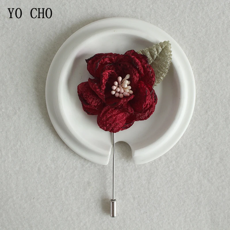 YO CHO-ramillete de flores de tela para boda, broche para novio, abotonadura, planificador de boda, ramillete de boda