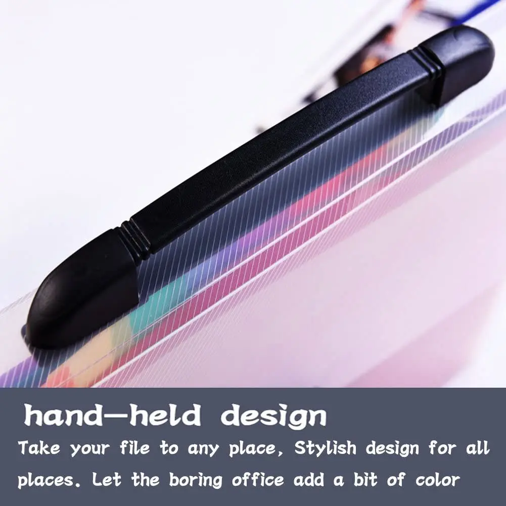 A4 Size 13 Pockets-Handle Plastic Expanding Accordion Folders Portable File Organizer Multi-Colour Large Capacity Document