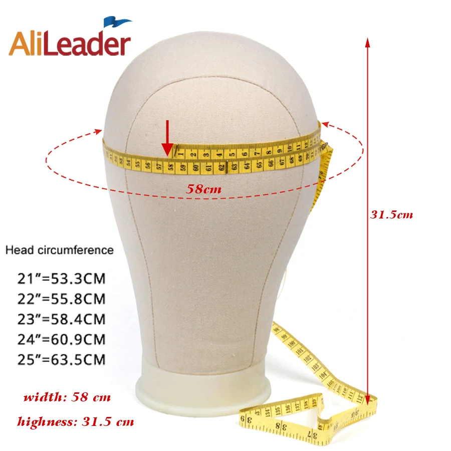 Alileader 64cm regulowana peruka stojak peruka statyw z płótna głowy szkolenia manekin głowa z peruką głowy peruka Making Kit peruka stojak trójnóg