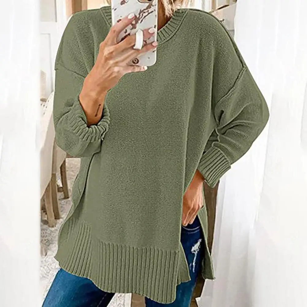 O Neck sweter damski Casual luźna lamówka Top damski sweter z dzianiny ciepłe swetry sweter damski Top pull femme свитер женский