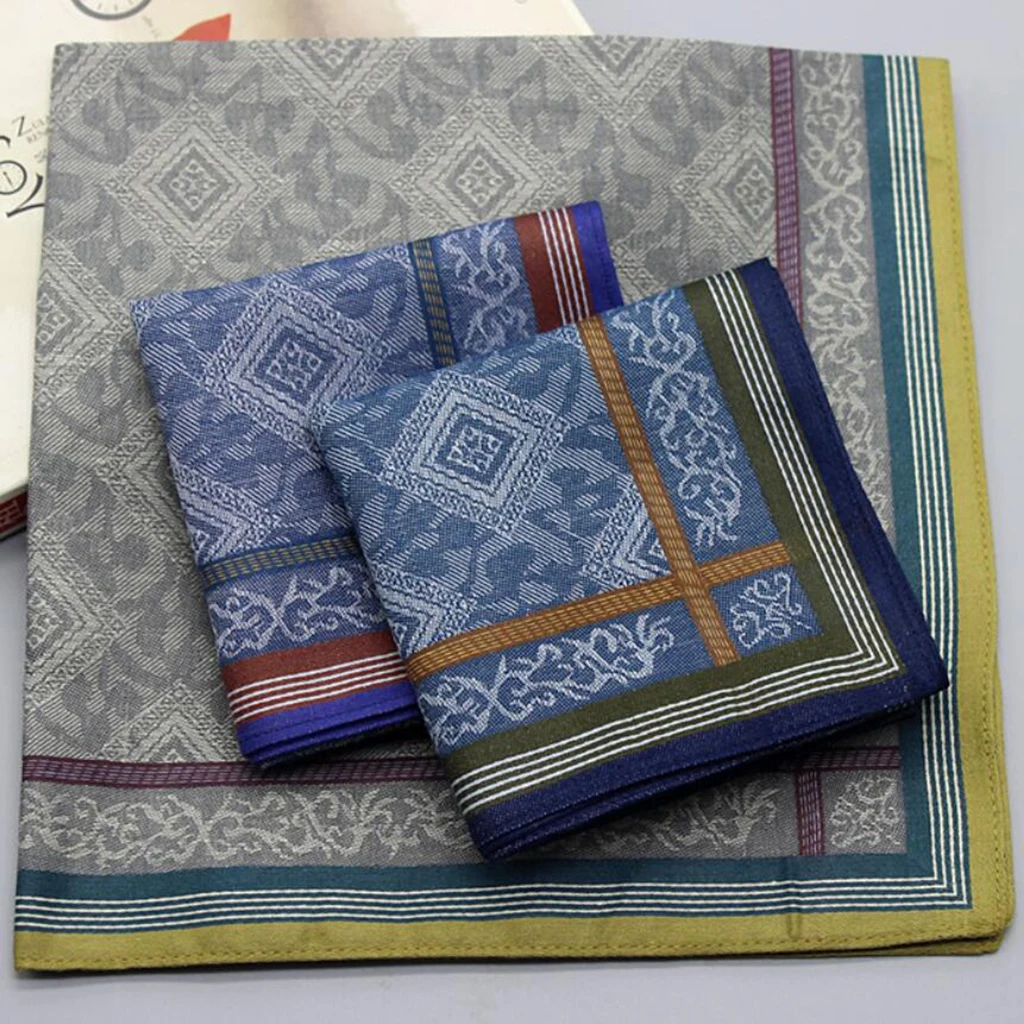 3 adet erkek ekose düğün mendil % 100% pamuk adam cep havlu kare Hanky 43x43 cm