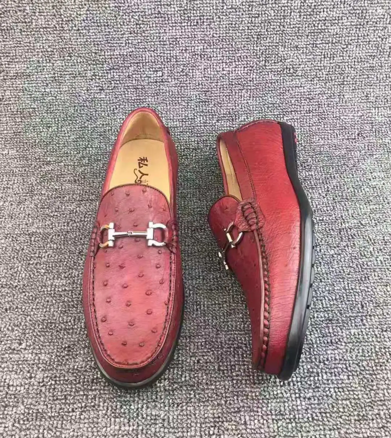 100% Genuine real Ostrich skin leather men fashion shoe with cow skin lining 2019 new style men shoes red white colors