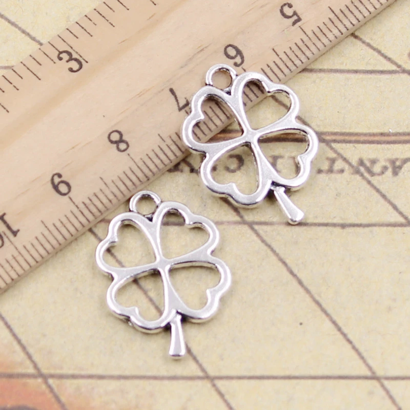 20 sztuk Charms szczęście czterolistna koniczyna irlandzki 24x17mm tybetański brąz kolor srebrny wisiorki antyczna biżuteria Making DIY Handmade Craft