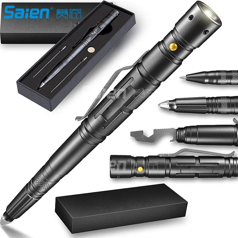 Tactical Pen Self Defense Tool - Multitool with LED Flashlight/Pen Light / EDC Tac Pens Survival Gear, Police