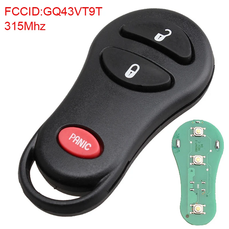 

315Mhz 3 Buttons Smart Remote Car Key Fob GQ43VT9T Auto Keyless Entry for Jeep Grand Cherokee 1999 2000 2001 2002 2003 2004