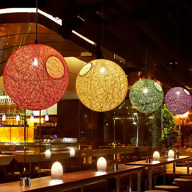 مصباح سقف من الخيزران المنسوج على الطراز الياباني ، مصباح سقف إبداعي ، ديكور منزلي