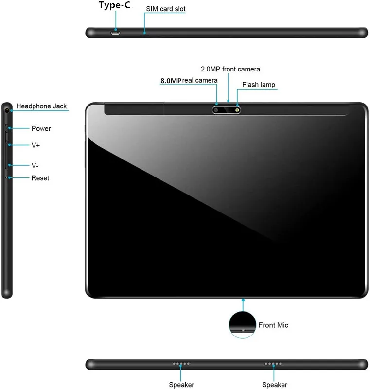 10.1 tablete ram 3gb rom 32gb 64gb 4g lte mt6762, tablet, pc, bluetooth, phablet, android 9.0, 8 octa core, 2.4g + 5g, 1920*1200 ips