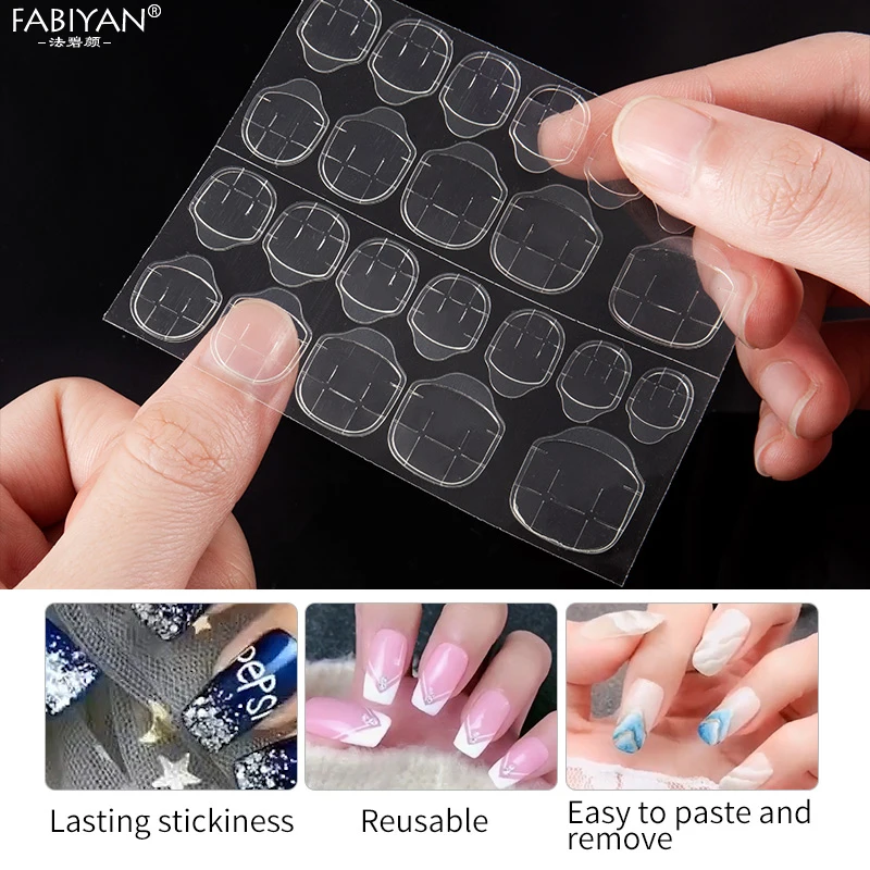 

240Pcs Transparent Nail Art Tips Double Sided Sticker Adhesive Tape Jelly Glue False Decoration Fingernail Toenail 10 Sheets