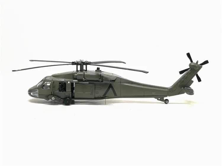 Hot Alloy Diecast Black Hawk Armed Helicopter Fighter Model With Sound &Light Pull Back For Kids Toys With Box