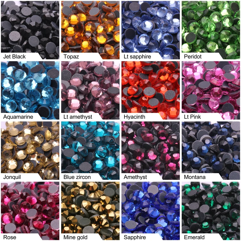 Mixed Size Rhinestone Crystal 1200Pcs / Bag Hotfix Rhinestone For DIY Bag Clothing Footwear Bag Decoration Free Shipping