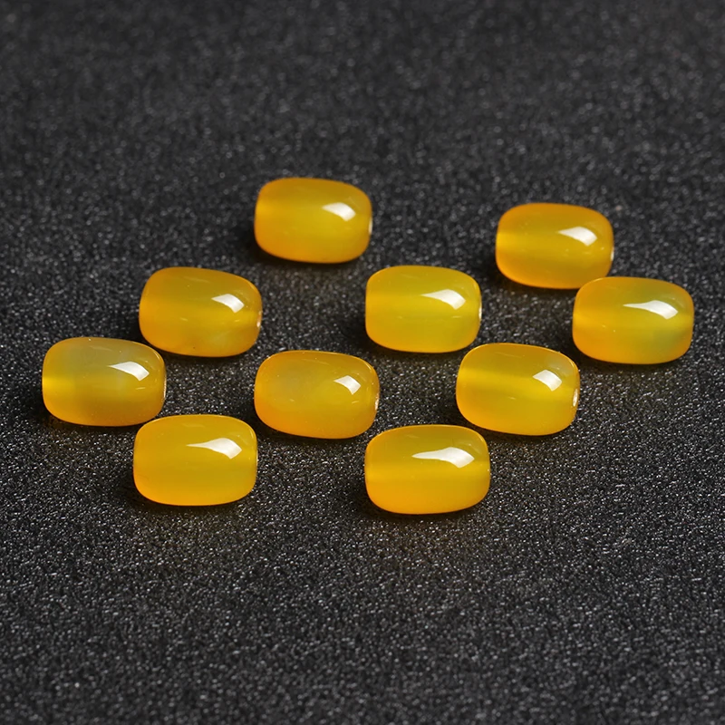 4A Natural Yellow Agate Barrel Quartz Crystal Single Bead DIY Jewelry Making