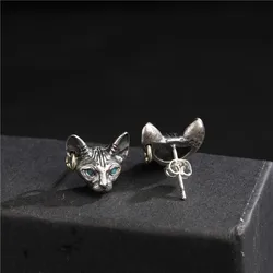 Vintage Sphink Cat Stud Earrings Punk Animal Stud Earrings Gothic Motorcycle Hand Hip-hop Rock Jewelry Accessories