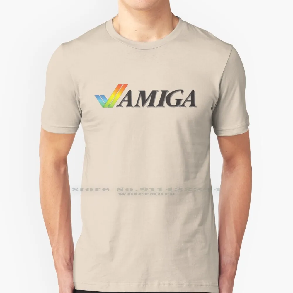 Retro Amiga 100% Cotton T Shirt Retro Classic Vintage Console Informatic Videogames Amiga Geek Logo Brand Tee Short Sleeve Long