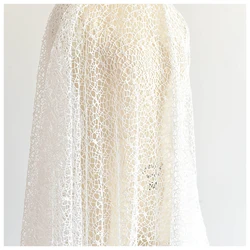 1 Meter Hollowed-out Dishevelled Embroidered Lace Fabric Ivory Bridal Wedding Dress Skirt Sewing 150CM 59